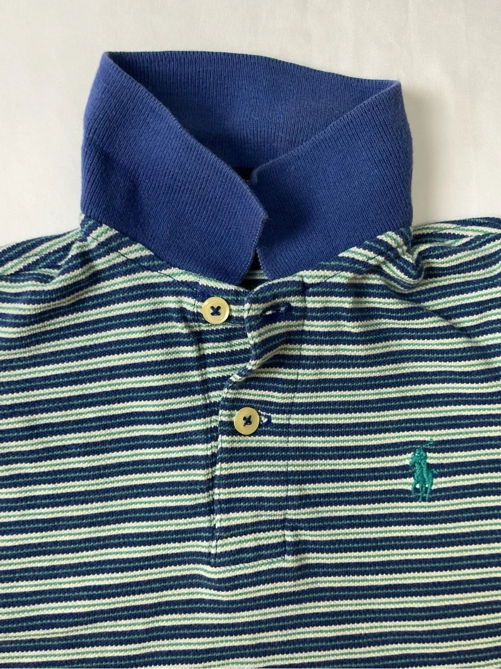 Ralph Lauren Y2K Blue Green Striped Polo Vintage Shirt 18-24M XL